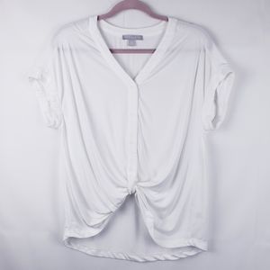 Chelsea28 Womens Blouse White Button Front Twist XS